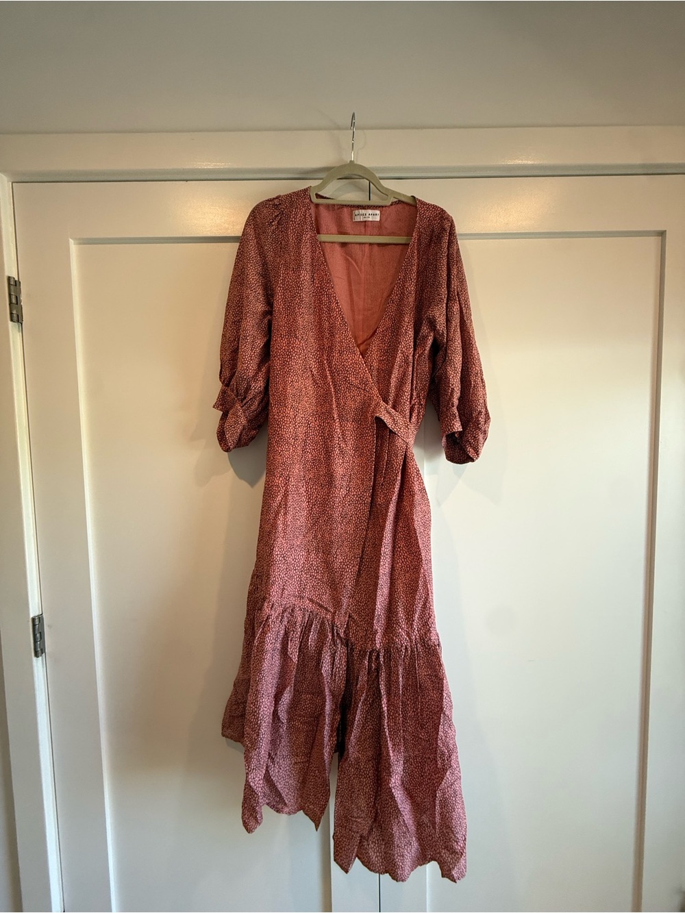 Apiece Apart Rust Pink Wrap Midi Dress